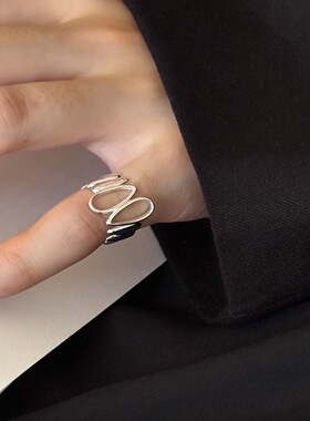 日系不规则镂空水滴S925纯银尾戒