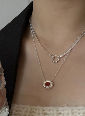 银饰设计款扁蛇骨项链日韩锁骨链