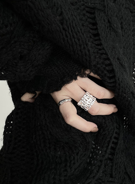 金属质感S925纯银时尚个性戒指