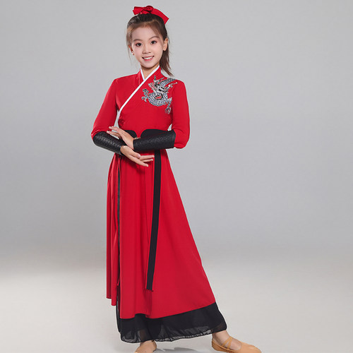 儿童雪龙吟舞蹈服夏辉同款古典舞演出服扇子舞中国舞艺考表演服装 - 图2