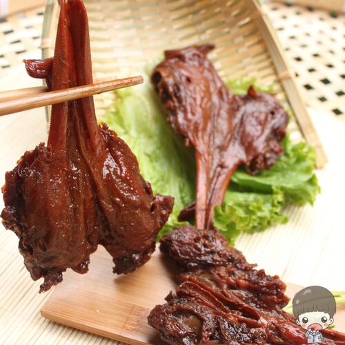 温州特产初旭鸭下巴(鸭头去脑带鸭舌)散装500g克真空包装熟零食 - 图0