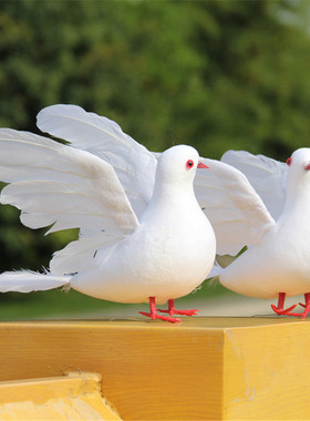 大白鸽子飞翔婚庆商场羽毛摆件