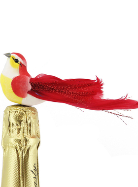 创意仿真羽毛小鸟装饰摆件假鸟手工彩色鸟园艺树枝夹子捆绑装饰