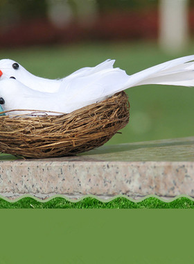 仿真园林婚庆装扮摆件鸟窝小白鸽