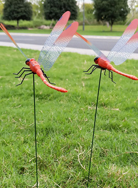 14cm仿真蜻蜓立体塑料假插花插杆