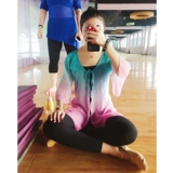 Китайская классическая танцевальная практика одежды Топы Топы градиент цвет женский балет этнический квадратный танцевальный плать