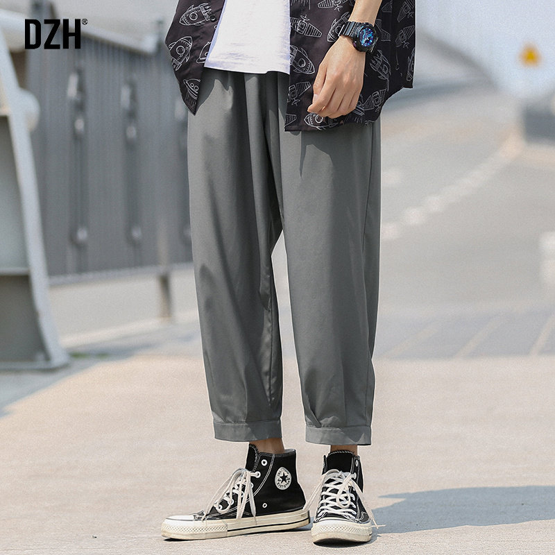 男士九分裤潮流百搭冰丝宽松休闲裤 dzh休闲裤