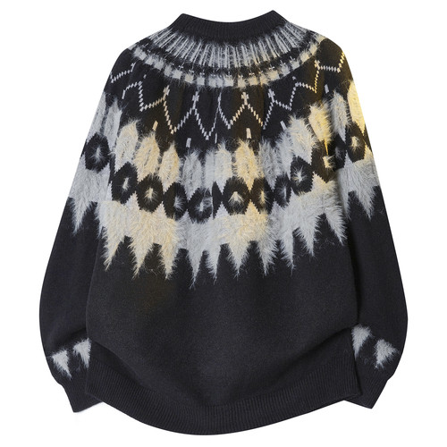 男士黑色美式圣诞毛衣男套头费尔岛毛衫新年战袍冬季外套2025新款 - 图0