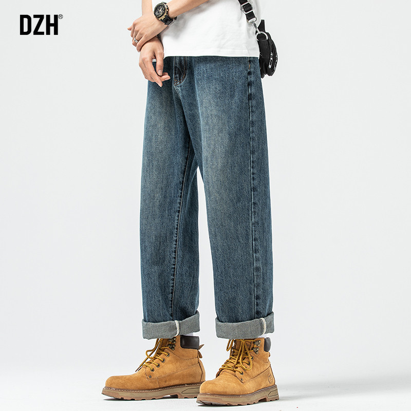 阔腿裤春秋季2023新款男士牛仔裤 dzh牛仔裤