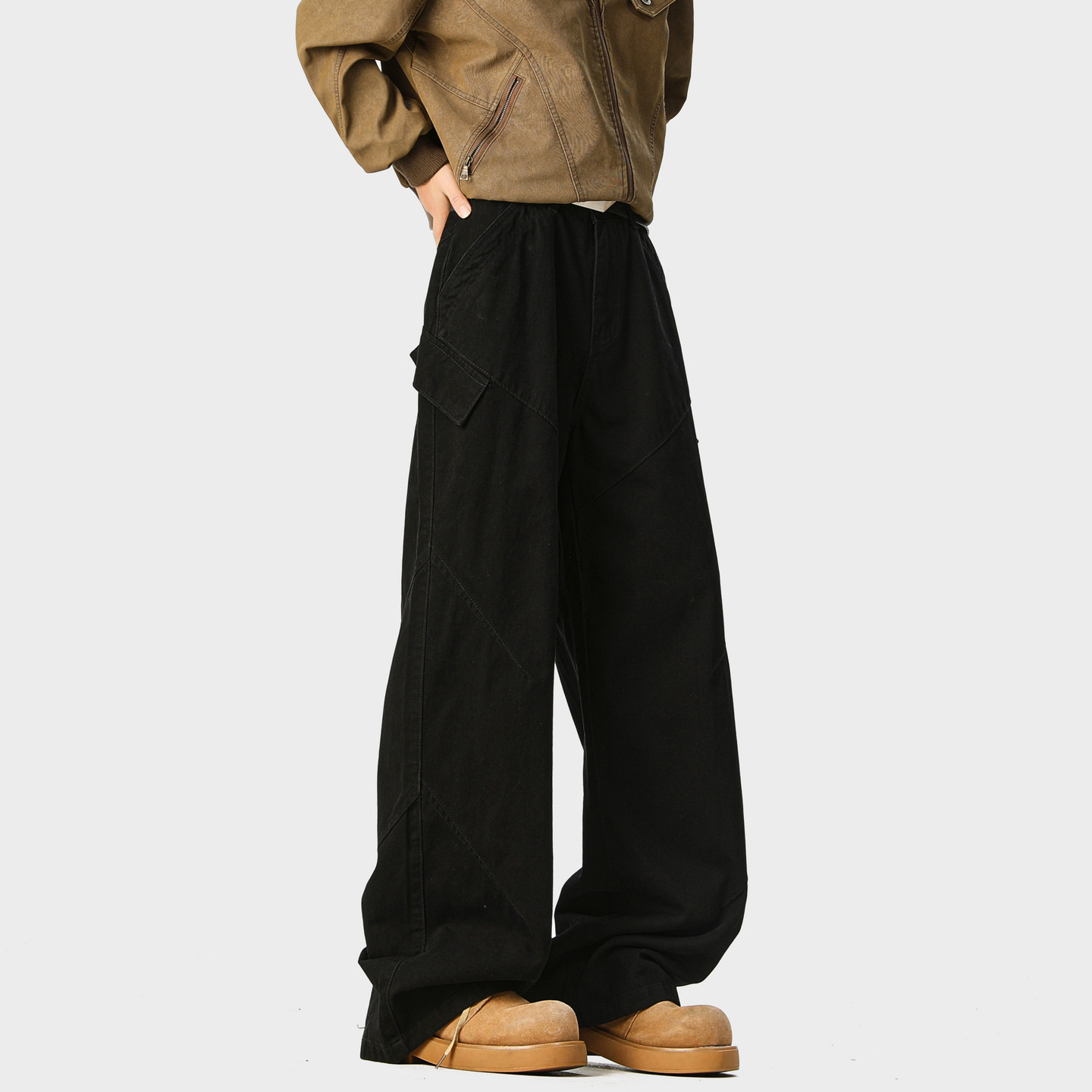 男士黑色美式弯刀工装裤男款2026年新款春季男裤休闲裤宽松阔腿裤,淘宝优惠券,粉丝福利购,淘宝优惠卷