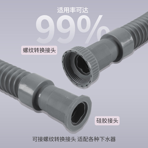 厨房洗菜盆排水管洗脸盆水池带钢丝伸缩管水槽S弯下水管加长配件 - 图1