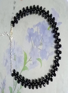 黑色白水晶锁骨链女原创设计