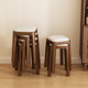 Solid wood stackable upholstered bench small square stool