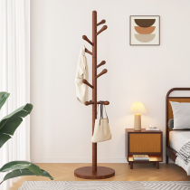 Solid Wood Hanger Ground Clothes Hat Rack Bedroom Home Hanging Clothes Hanger Easy Standing Beech Wood Hanging Clothes Pole Indoor Hanging Bag Rack