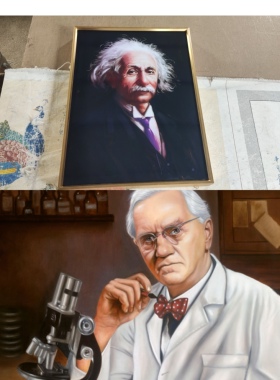科学家画像挂画名人名言教室壁画物理化学学家爱因斯坦装饰画定制
