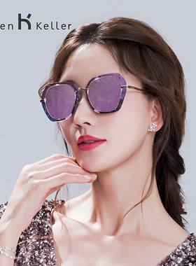 海伦凯勒太阳镜女时尚明星同款偏光墨镜女圆脸大脸眼镜H8718