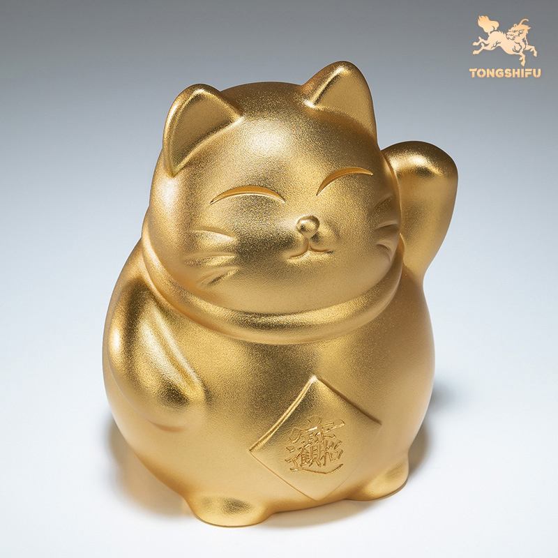 铜师傅 铜摆件《招财猫（真金鎏镀）》 乔迁新居开业礼品礼物