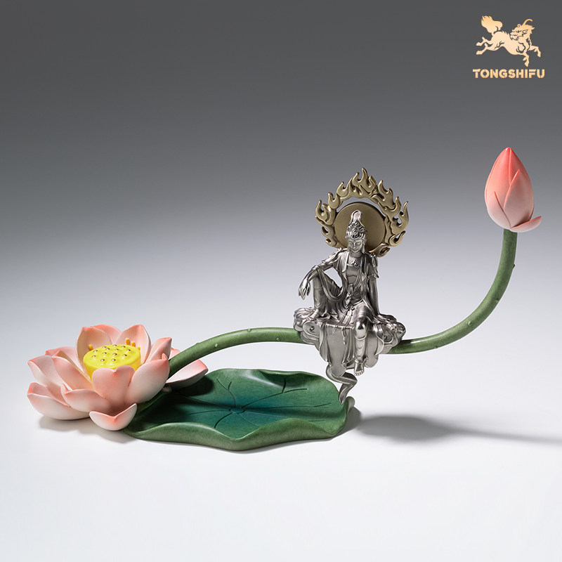 铜师傅《荷花自在观音》客厅桌面铜摆件 莲花禅意摆件 家居装饰品,淘宝优惠券,粉丝福利购,淘宝优惠卷