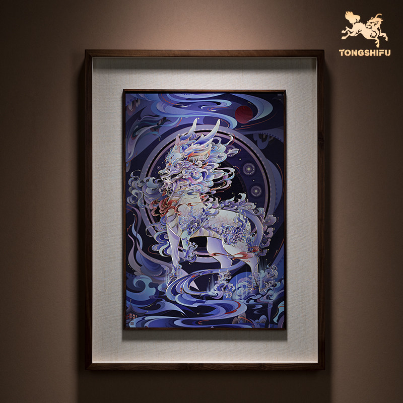 铜师傅 手工錾刻 铜雕画《五行麒麟》客厅玄关沙发背景墙装饰画