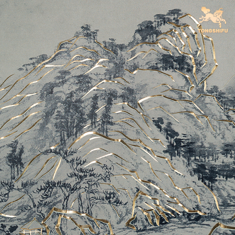 铜师傅手工錾刻铜雕画《元代黄公望富春山居图》背景画壁画-图2