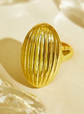 英伦复古爆款几何镶钻宽面大气戒指女铜镀金贝珠开口指环多珠珍珠