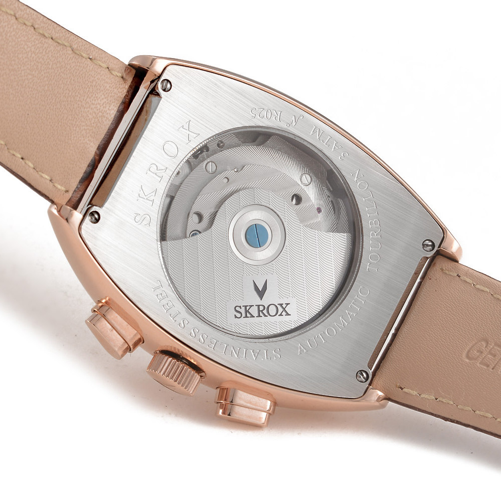 2018新款陀飞轮个性酒桶男士机械表 skrox国产腕表