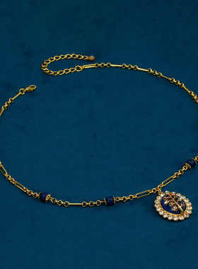 中古vintage宫廷风气质项链女简约轻奢毛衣链文艺复古潮流锁骨链