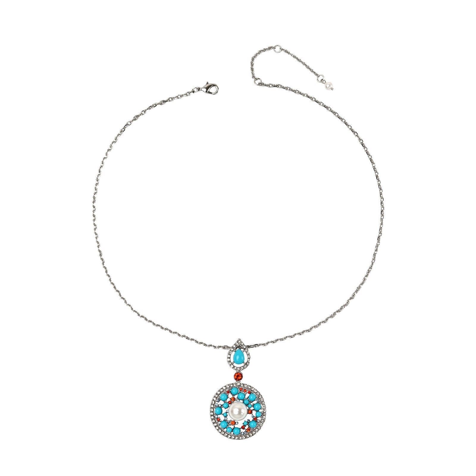 中古宫廷风镶嵌珍珠耳钉项链套装女复古蓝色时尚气质轻奢小众夸张,淘宝优惠券,粉丝福利购,淘宝优惠卷