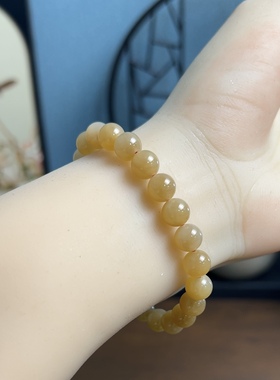 新疆直发正品和田玉且末糖玉手链天然玉石老熟料手串单圈8mm