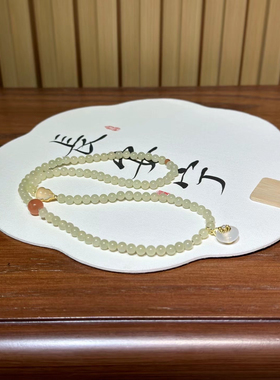 新疆直发包邮天然和田玉手链女款圆珠手串古风新中式6带证书