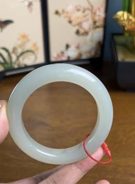 新疆直发正品和田玉浅晴水厚手镯老坑料天然玉石镯子带证书