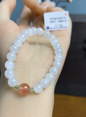 新疆直发正品和田玉羊脂白玉手链天然玉石圆珠手串8mm带证书