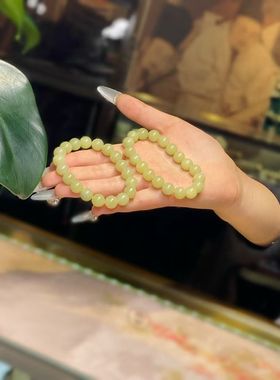 新疆直发正品和田玉若羌黄口手串天然玉石老料10mm手链带证书