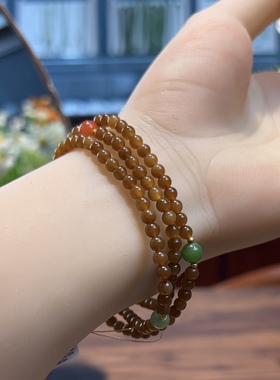 新疆直发正品和田玉且末糖玉小米珠手链天然玉石老红糖珠串4m m