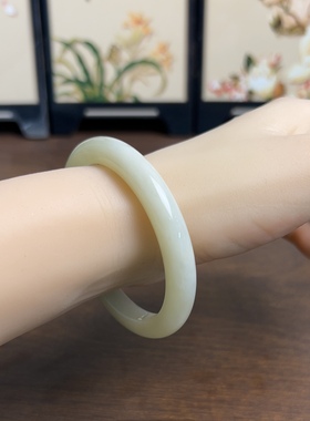 特价和田玉晴水手镯新疆直发正品天然玉石镯子圈口55带证书