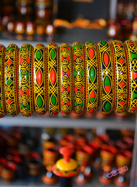 彝族手镯漆器手环实木民族风格女