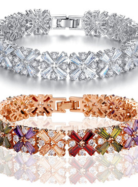 25新款彩云之南手链 5A锆石手饰品 电镀18K金 INS风女轻奢手环