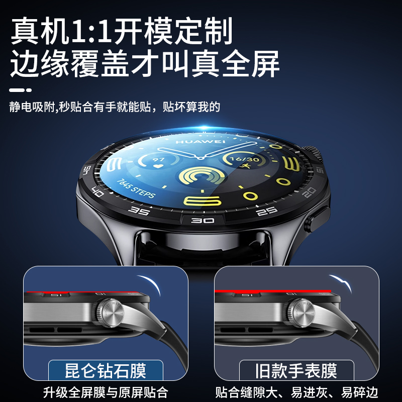 适用华为GT4钢化膜watchgt4手表膜watch全屏覆盖保护膜41mm智能手表46mm表盘膜441屏幕446全包边新款配件贴膜 - 图1