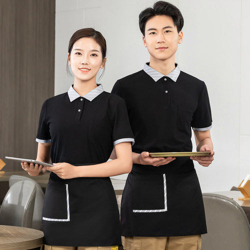 餐厅服务员工作服短袖女夏季蛋糕烧烤快餐火锅饭店工装t恤定制男 - 图2