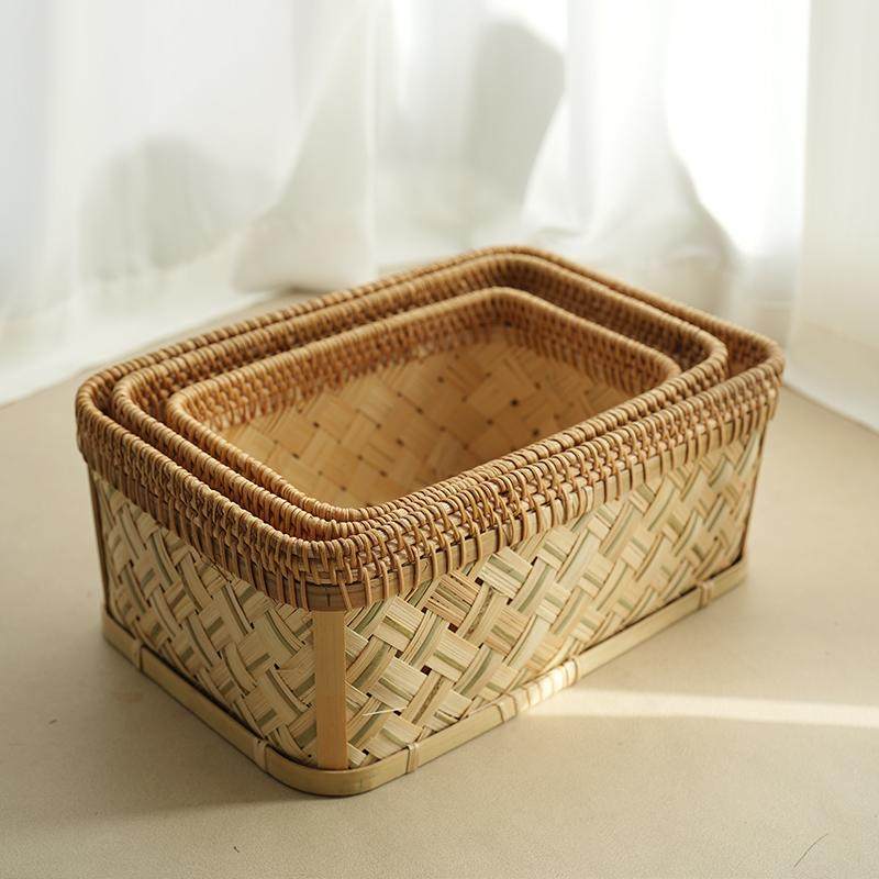 手工编织竹编收纳盒桌面零食果篮精编竹制品编织竹篮干果点心筐,淘宝优惠券,粉丝福利购,淘宝优惠卷