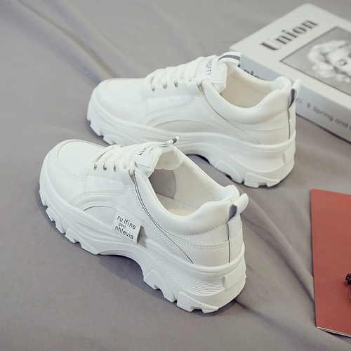 Демисезонная спортивная универсальная белая обувь на платформе, туфли, 2020 года