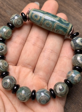 民族风西藏三眼天珠九眼天然玛瑙原石转运珠手串手链招财保平安