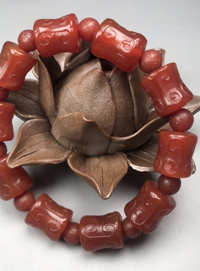 西藏真品天然老玛瑙竹子竹节天珠