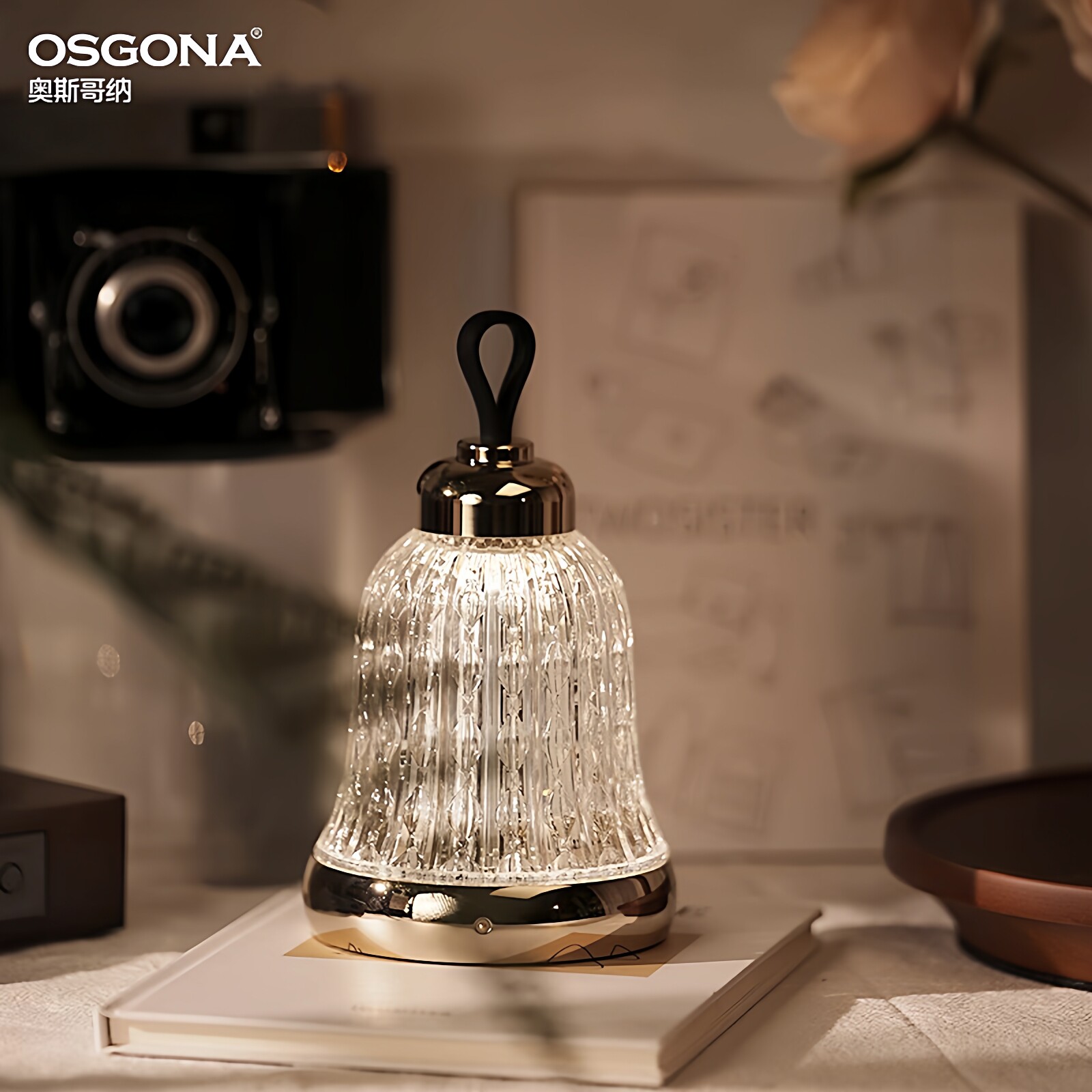 奥纳纳复古轻奢台灯圣诞节铃铛装饰卧室床头氛围灯礼物小夜灯精铃