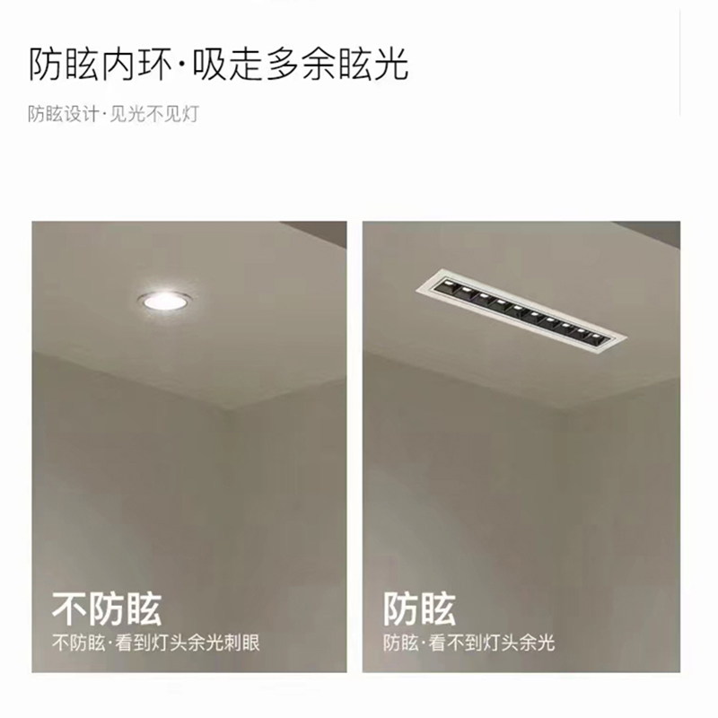 led线条灯嵌入式可调角度无主客厅走廊照明防眩洗墙格栅射灯20Ｗ - 图2