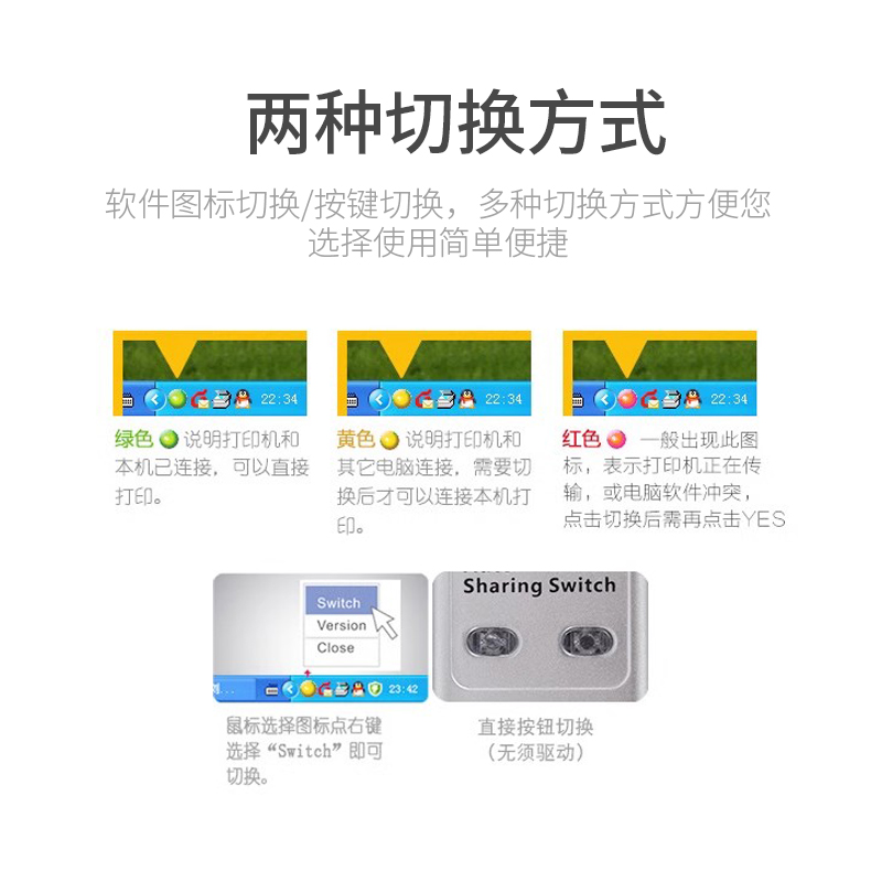 usb分线打印机接口共享器一拖二转换器两台共用一分二切换分配器 - 图3