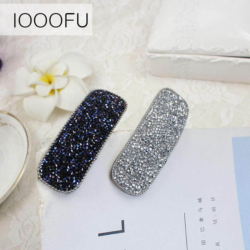 闪亮方形压发韩国彩钻侧边刘海夹 旺千福发饰