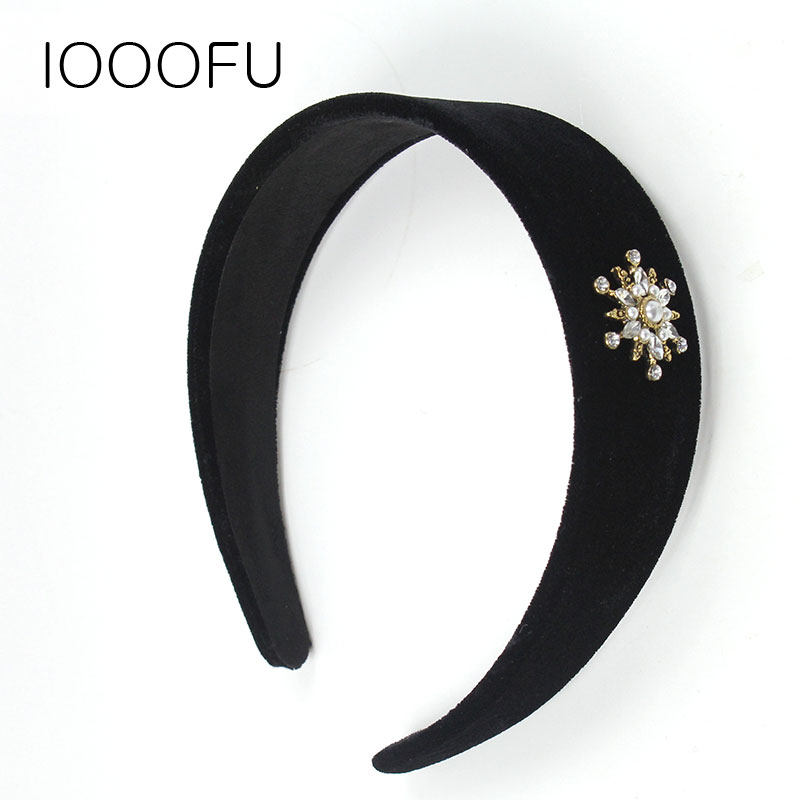 雪花水钻丝绒女法式复古绒面闪发箍 旺千福发饰