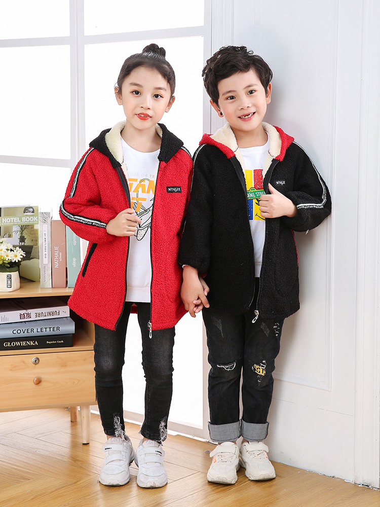 Teddy velvet winter coat kids long sleeve zipper