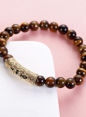 2024火爆琥珀手串定情礼物精美微镶天然虎眼石情侣手链礼物饰品